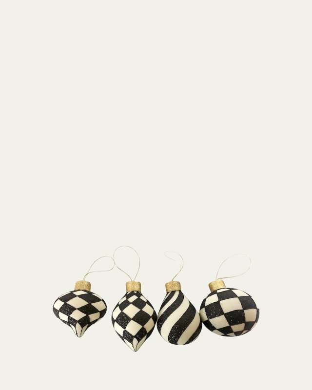 Classic Courtly Glass Ornaments, Set of 4